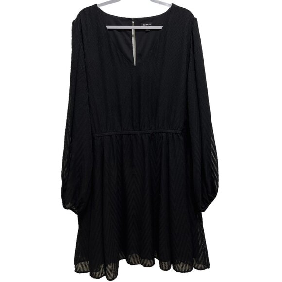 torrid Dresses & Skirts - 0475 Plus Torrid Oversized Flowy Long Sleeve Sheer Lined Dress  Black